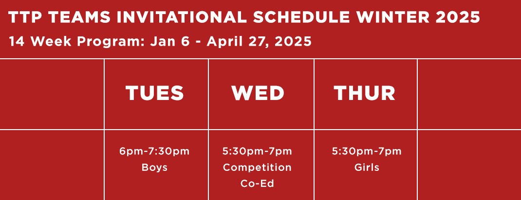 TTP Teams Invitational Schedule Winter 2025 01142025